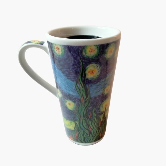 Chaleur Van Gogh Starry Night 12 Oz Ceramic Travel Mug Lid - Picture 3 of 15